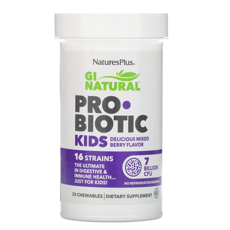 Natures Plus, Probiotic Kids (30 жев.таб.), детские пробиотики купить в ...